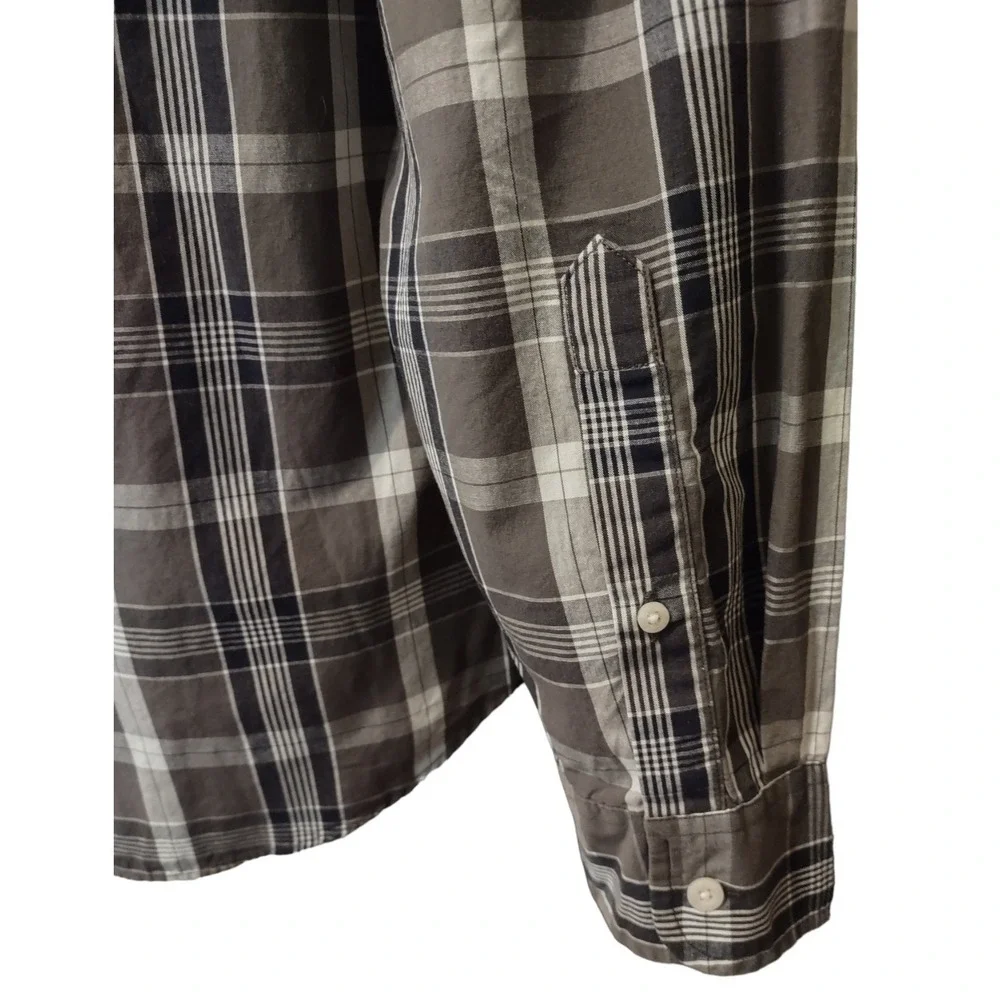 J. Crew Button Down Shirt XL Mens Plaid Brown White Retro Cabin Core Long Sleeve
